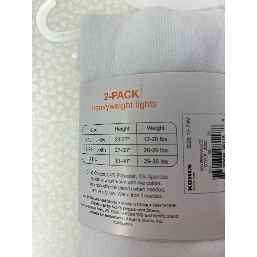 Jumping Beans®Girls 12-24Months Two 2- Pack Warmwear Tights